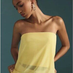 Anthropologie DOLAN Sheer Mesh Tube Top size L new yellow